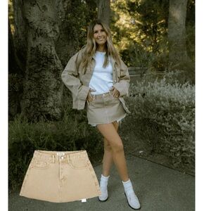 NWT PARKE Denim mini Skirt, Camel, 24